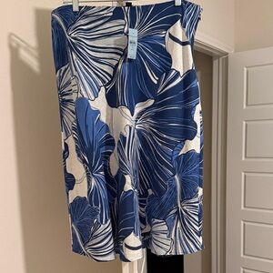 Ann Taylor Navy and Cream Patterned Skirt